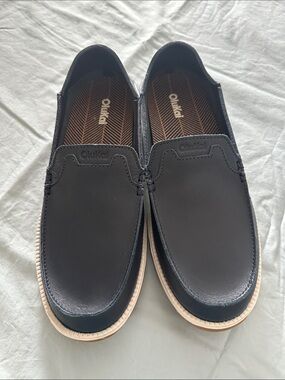OluKai Men's Blue Leather Slip-On Loafers, NWOT, 10.5